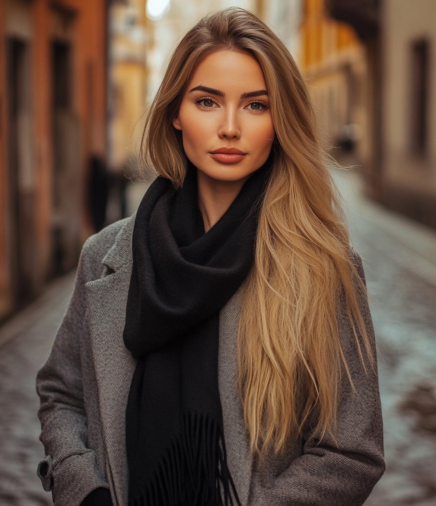 Juodas alpakų vilnos šalikas