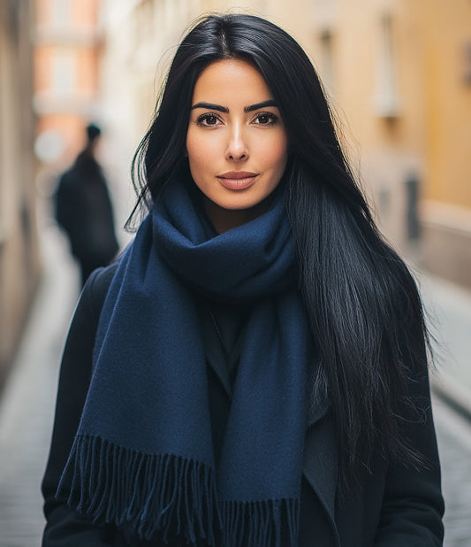 Deep Blue alpakų vilnos šalikas