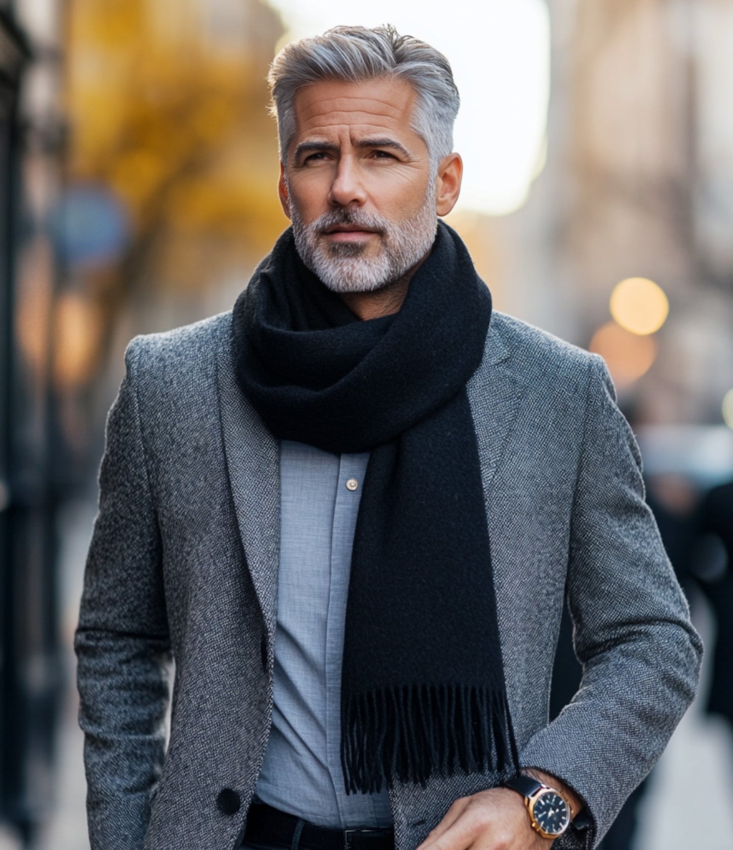 Juodas alpakų vilnos šalikas