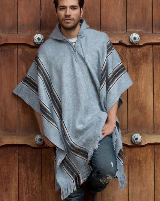 Šviesiai Pilkas Alpakų Vilnos Pončas Vyrams ir Moterims