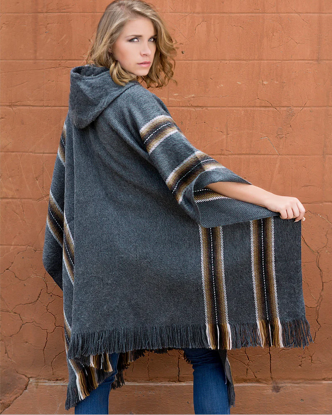 Pilkas Alpakų Vilnos Pončas Vyrams ir Moterims