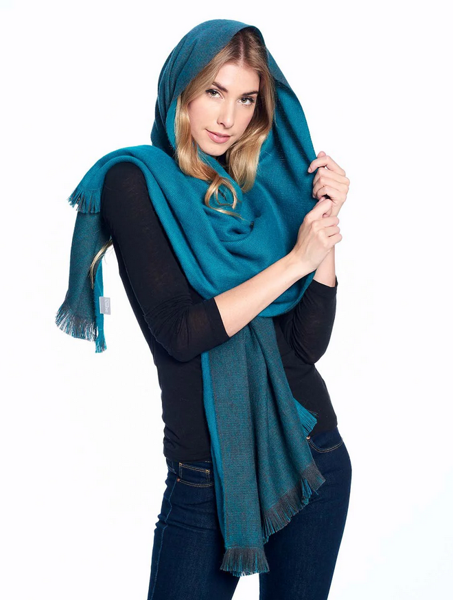 Dvipusė alpakų vilnos skraistė Turquesa