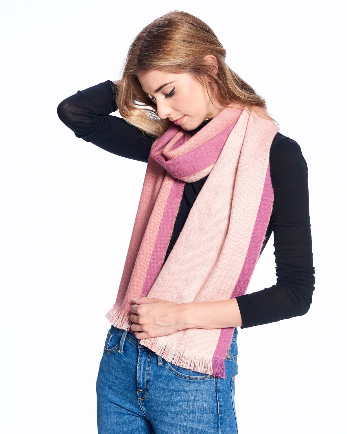 Dvipusis alpakų vilnos šalikas Ash Rose