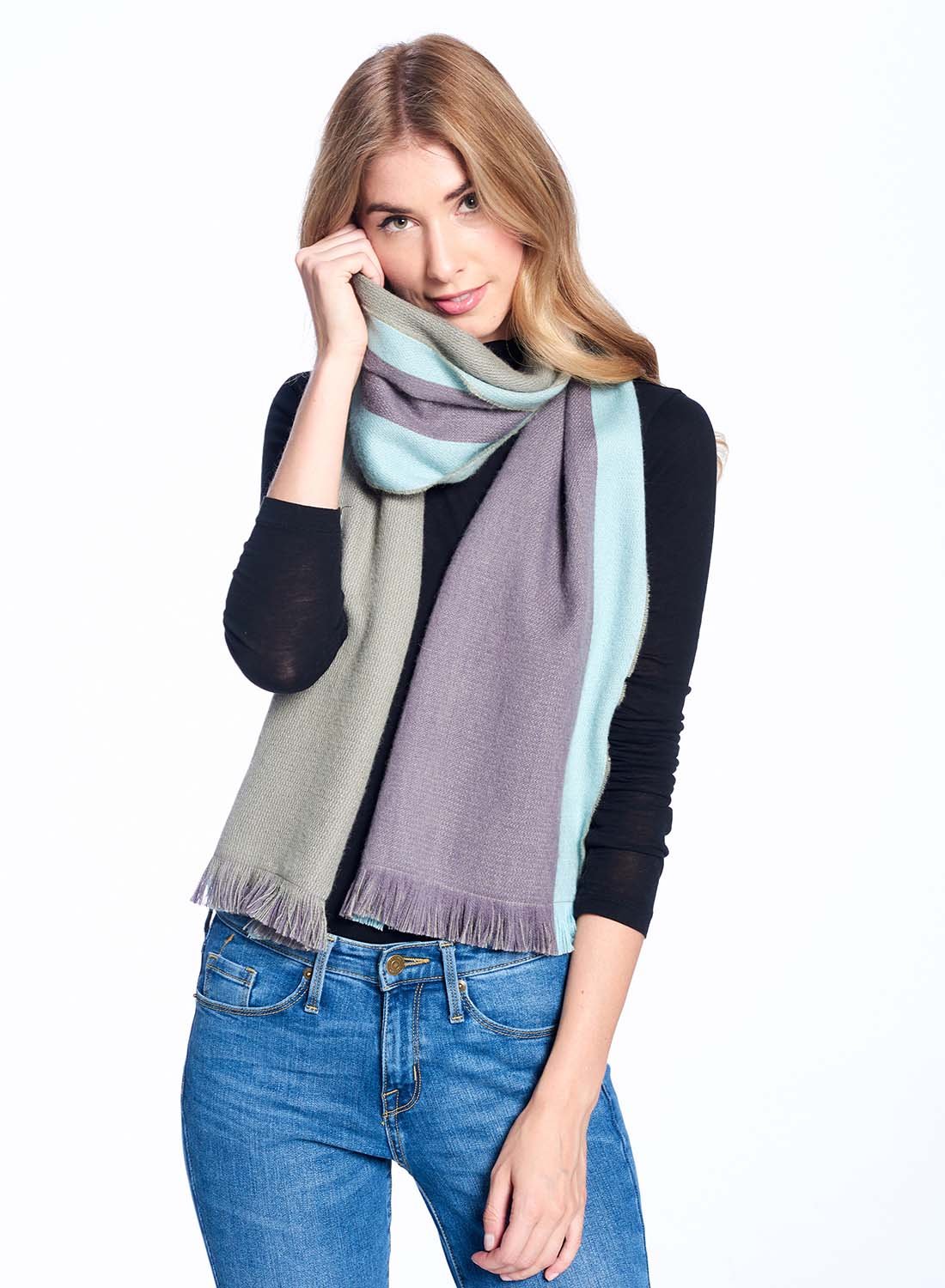 Dvipusis alpakų vilnos šalikas Ether