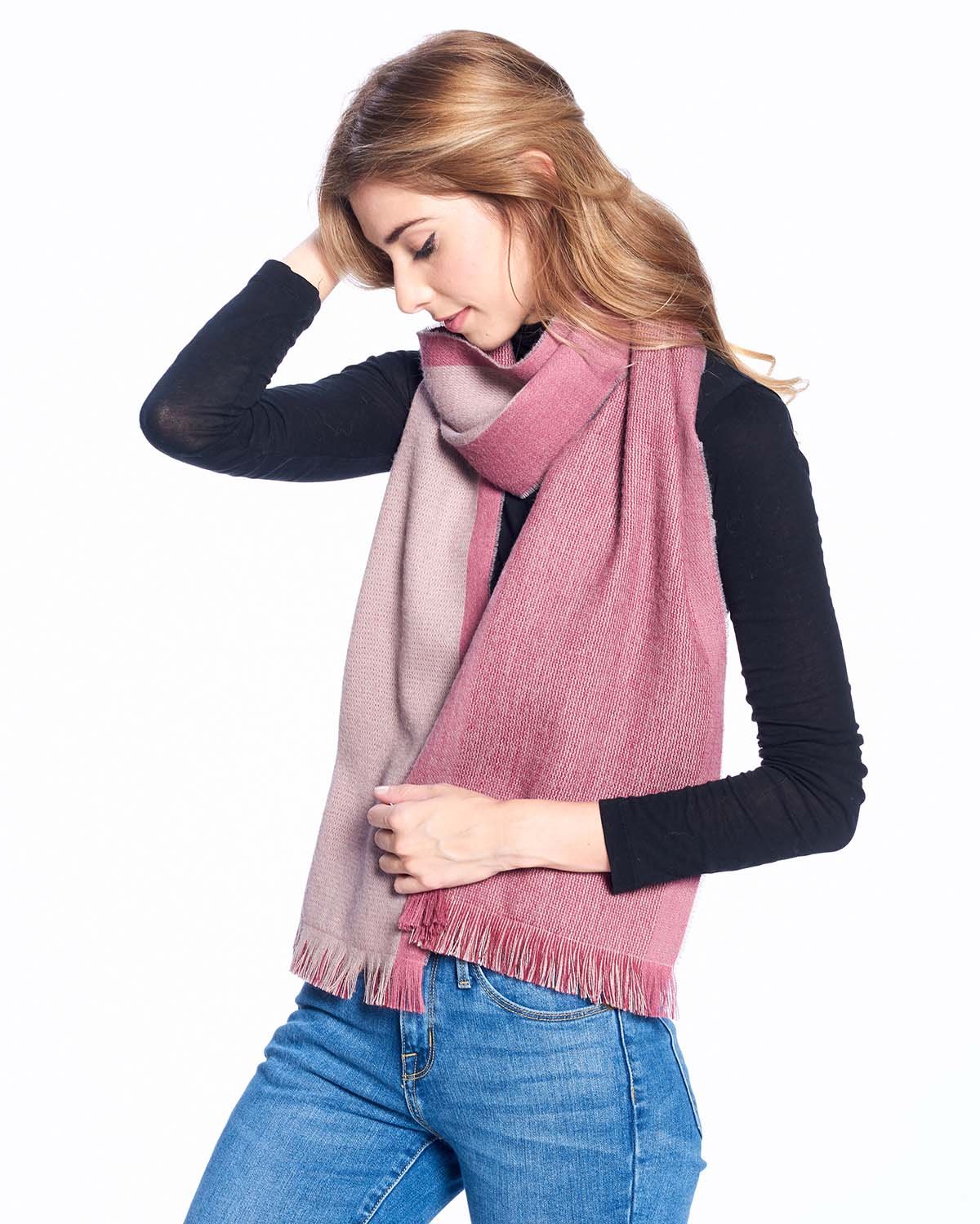 Dvipusis alpakų vilnos šalikas Rhubarb