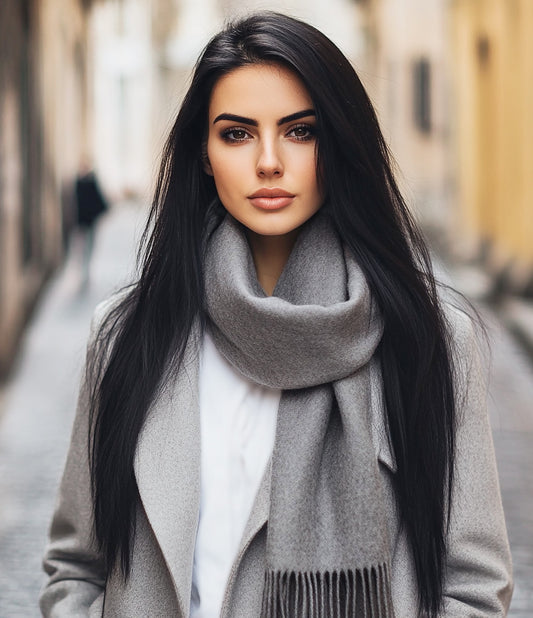 Melange Grey alpakų vilnos šalikas