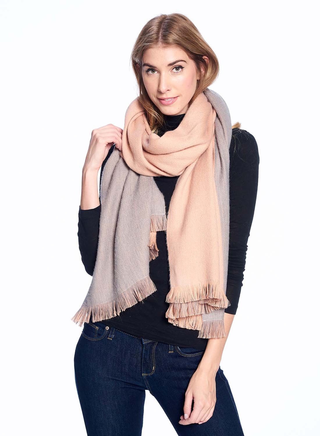 Dvipusė alpakų vilnos skraistė Dusty Coral