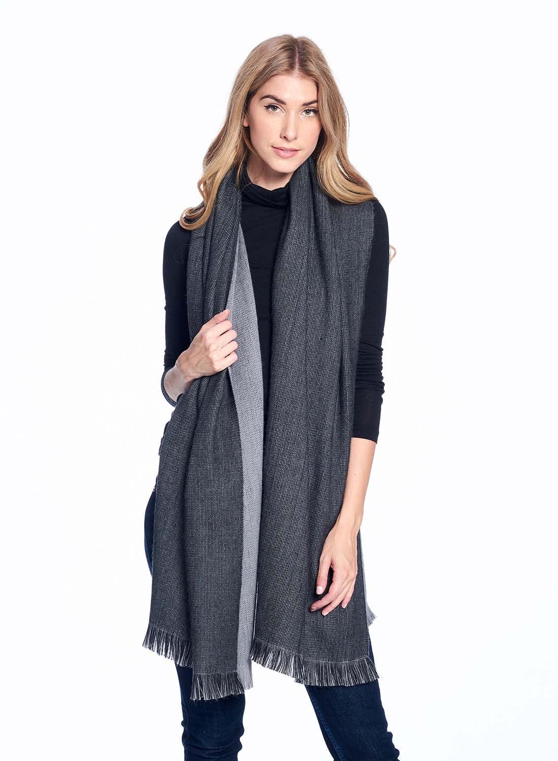 Dvipusė alpakų vilnos skraistė Obsidian