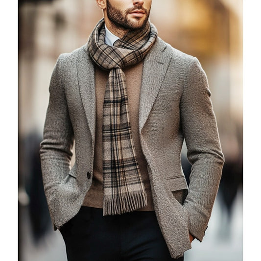 Rusvai languotas alpakų vilnos šalikas